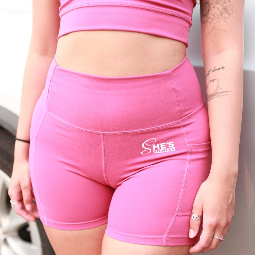 She's Fitness Blushy Pink Scrunch Shorts