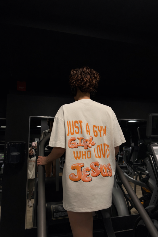JUST A GYM GIRL WHO LOVES JESUS | ORANGE ON CREAM