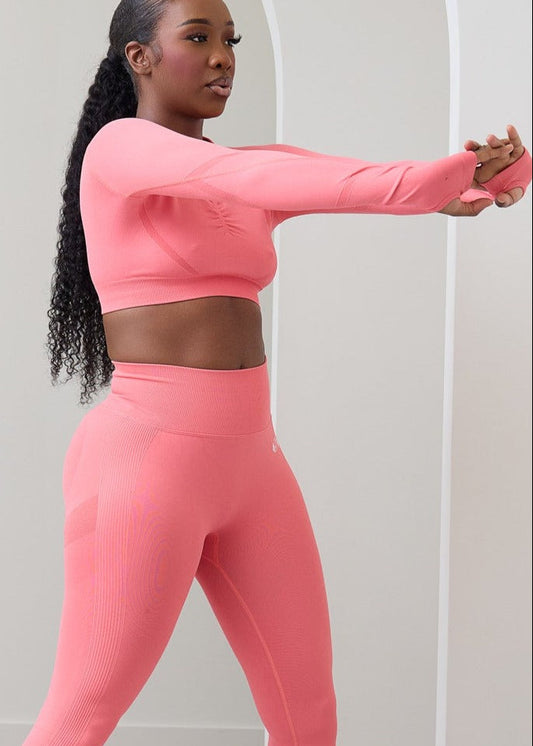 She's Fitness Rosè Long Sleeve Crop Top