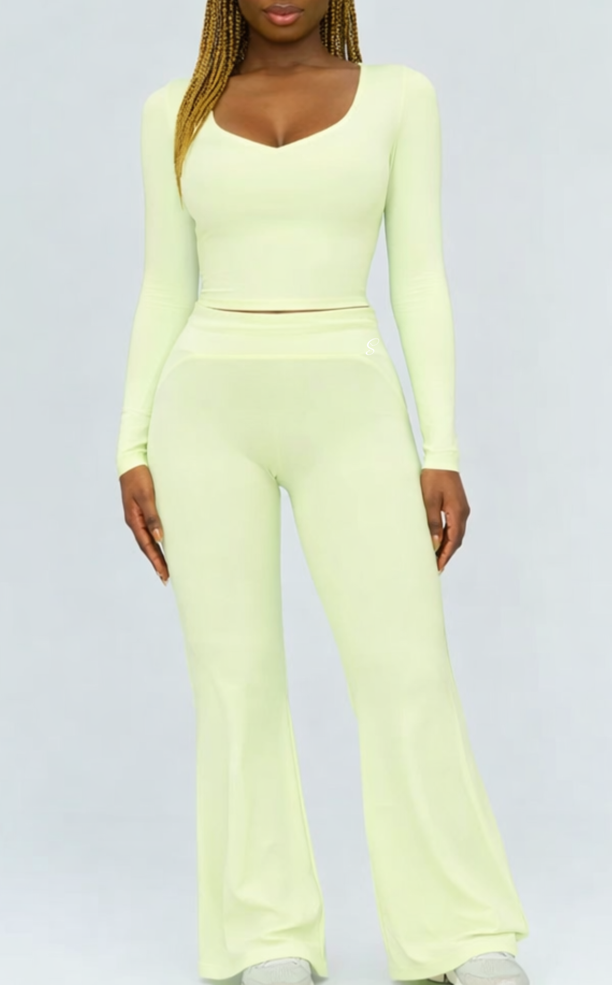 Luxe Lime Long Sleeve Top with Built in Bra