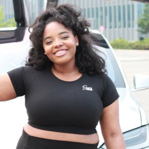 She's Fitness Midnight Black Short Sleeve Crop Top